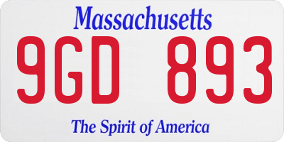 MA license plate 9GD893
