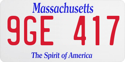 MA license plate 9GE417