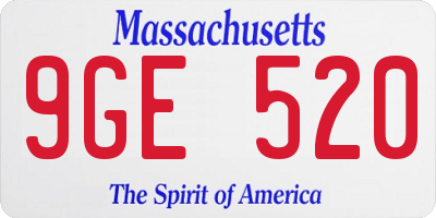 MA license plate 9GE520