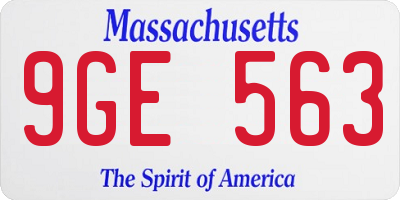 MA license plate 9GE563
