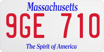 MA license plate 9GE710