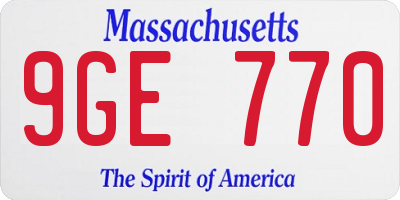MA license plate 9GE770