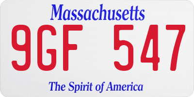 MA license plate 9GF547