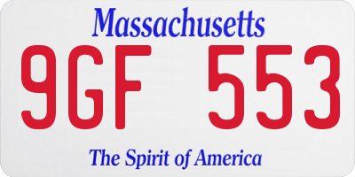 MA license plate 9GF553