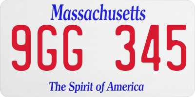 MA license plate 9GG345