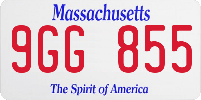 MA license plate 9GG855