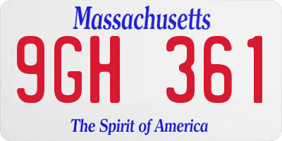 MA license plate 9GH361