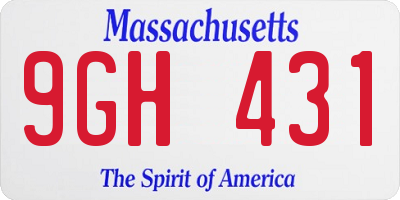 MA license plate 9GH431