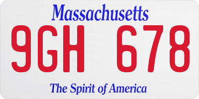 MA license plate 9GH678