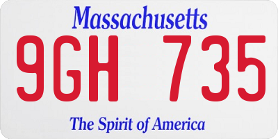 MA license plate 9GH735