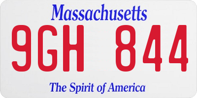 MA license plate 9GH844