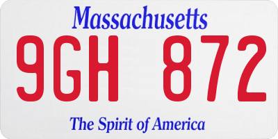 MA license plate 9GH872