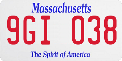 MA license plate 9GI038
