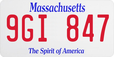 MA license plate 9GI847