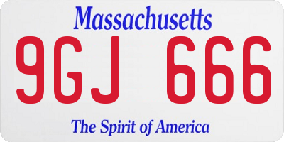 MA license plate 9GJ666