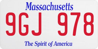 MA license plate 9GJ978