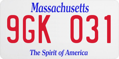 MA license plate 9GK031