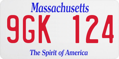 MA license plate 9GK124