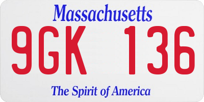 MA license plate 9GK136