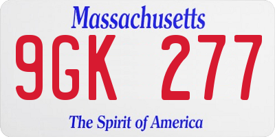 MA license plate 9GK277