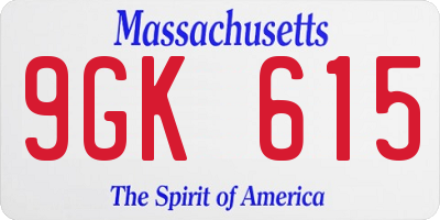 MA license plate 9GK615