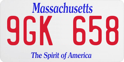MA license plate 9GK658