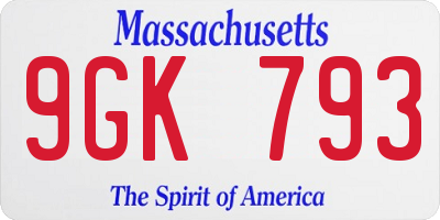 MA license plate 9GK793