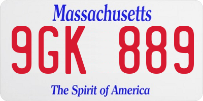 MA license plate 9GK889
