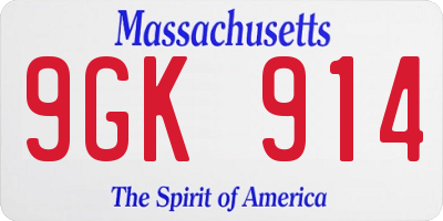 MA license plate 9GK914