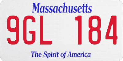 MA license plate 9GL184