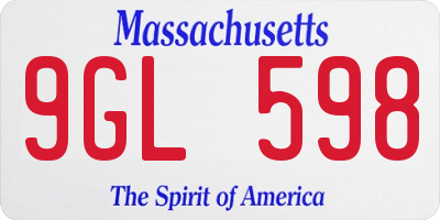MA license plate 9GL598