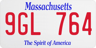 MA license plate 9GL764