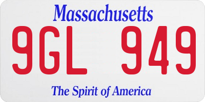 MA license plate 9GL949