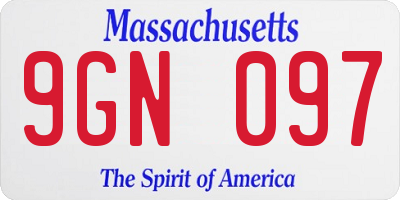MA license plate 9GN097