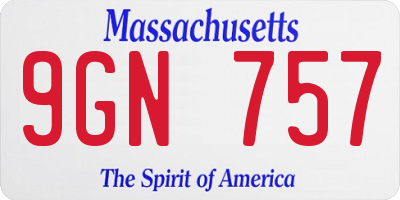 MA license plate 9GN757