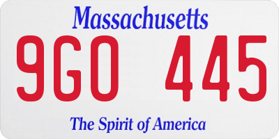 MA license plate 9GO445