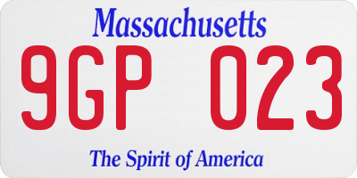 MA license plate 9GP023