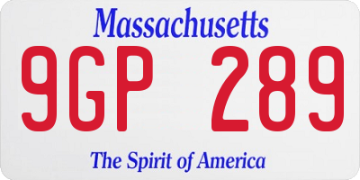 MA license plate 9GP289