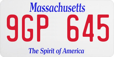 MA license plate 9GP645