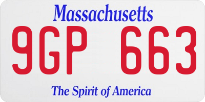 MA license plate 9GP663