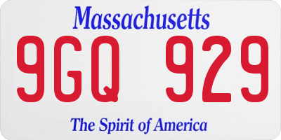 MA license plate 9GQ929