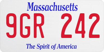 MA license plate 9GR242