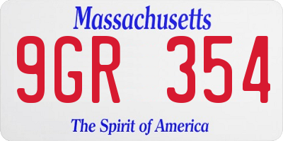 MA license plate 9GR354