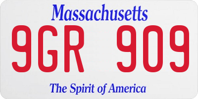 MA license plate 9GR909