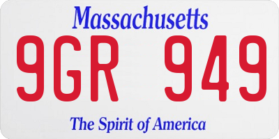 MA license plate 9GR949