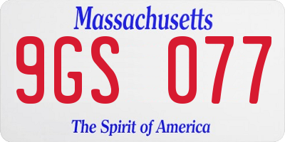 MA license plate 9GS077