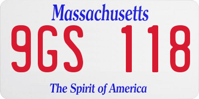 MA license plate 9GS118