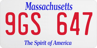 MA license plate 9GS647