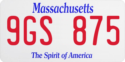 MA license plate 9GS875