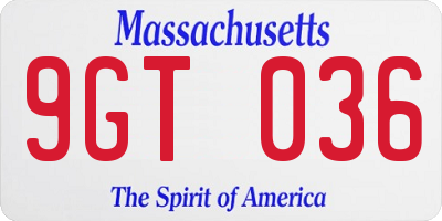 MA license plate 9GT036